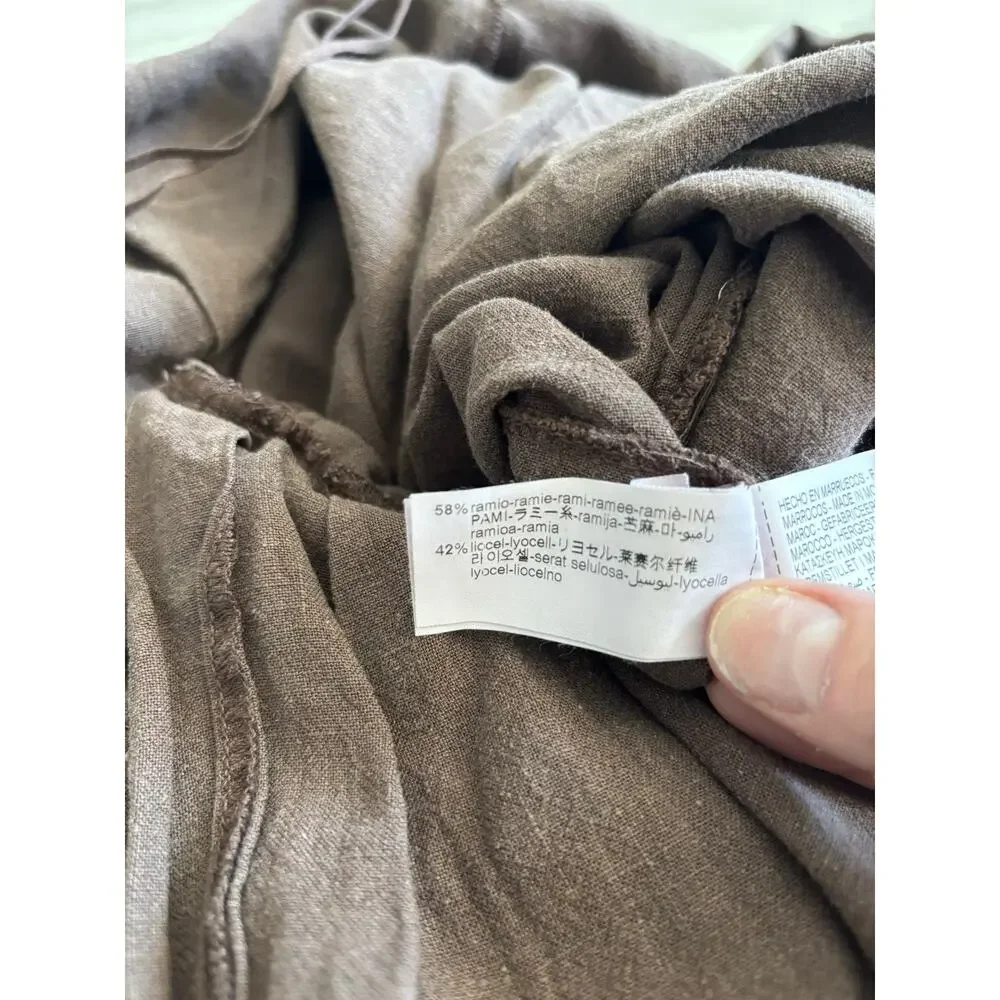 ZARA BROWN LINEN-LIKE JUMPSUIT NWT SIZE LARGE- FLAW
